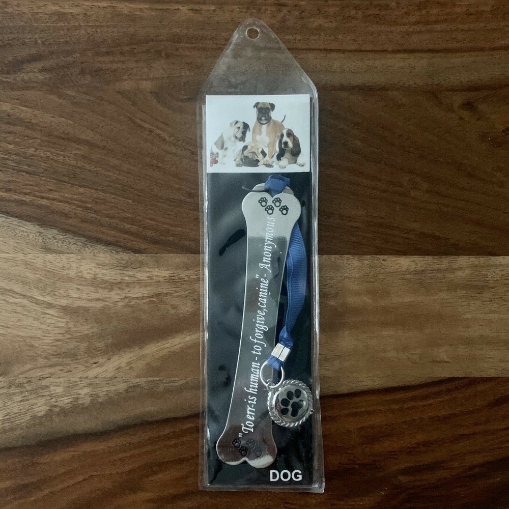 NEW Little Gifts Dog Bone To Err Is Human To Forgive Canine Quote Metal Bookmark